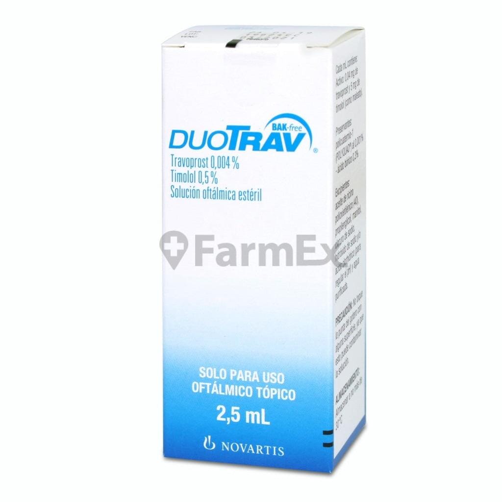 Duotrav Solución Oftalmica 0.004 % / 0.5 % x 2.5 mL "Ley Cenabast" Farmex-MiaHealth-Persistente